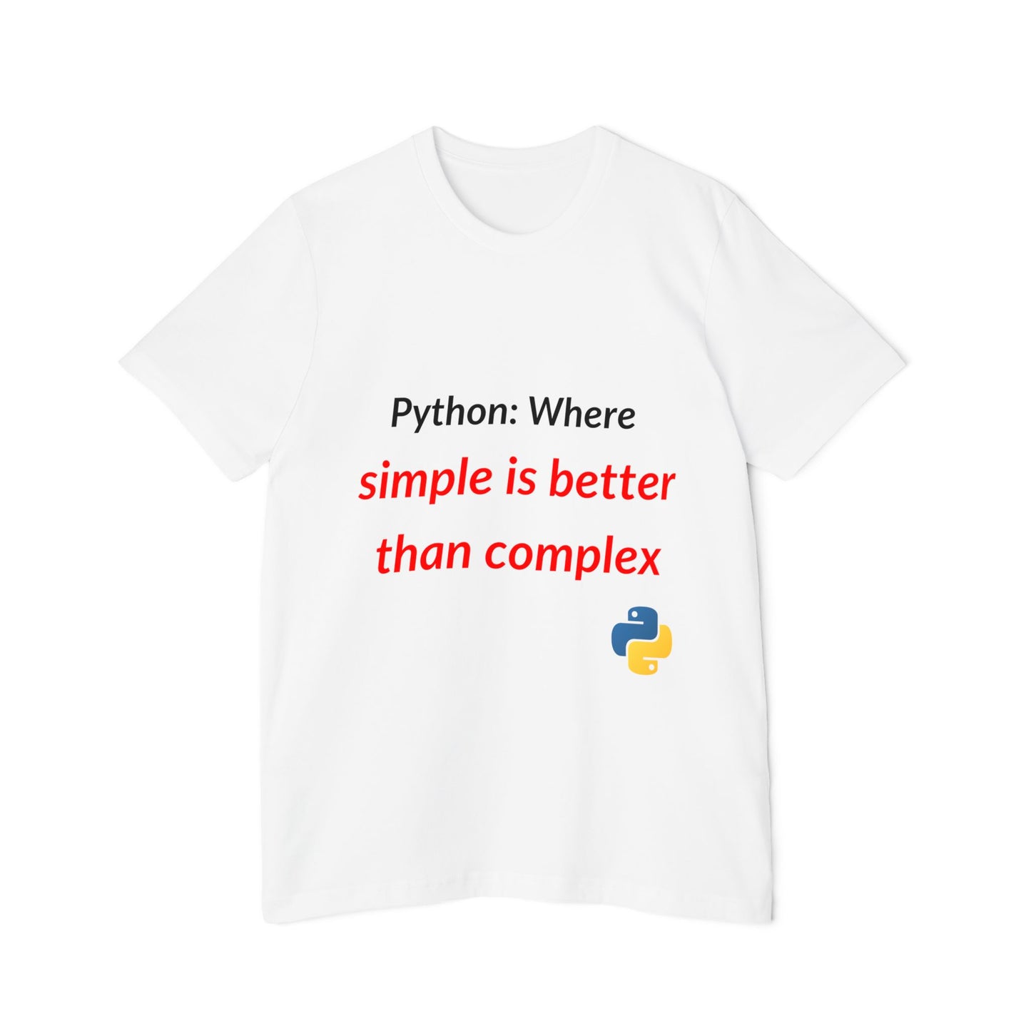 Python: Where Simple Is Better Than Complex | Funny Python Programming T-Shirt | Usha Creations