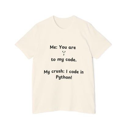 Python Semicolon Pickup Line Programmer Humor T Shirt | Coding Romance Meme Tees | Usha Creations