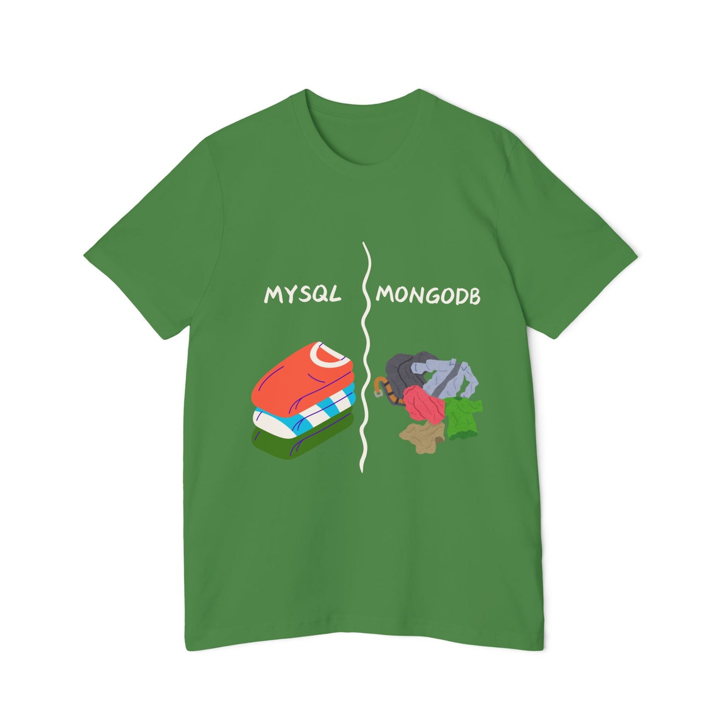 MySQL vs MongoDB Database Humor Tech T Shirt | Developer Meme Tees | Usha Creations