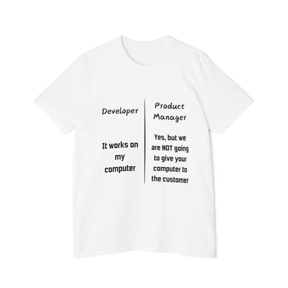 Works on My Computer Developer vs PM Humor T Shirt | Tech Team Meme Tees | Usha Creations