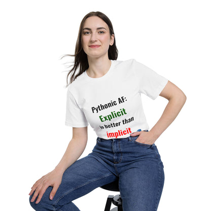 Pythonic AF: Explicit Is Better Than Implicit | Funny Python Developer T-Shirt | Usha Creations