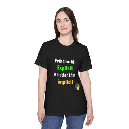 Pythonic AF: Explicit Is Better Than Implicit | Funny Python Developer T-Shirt | Usha Creations