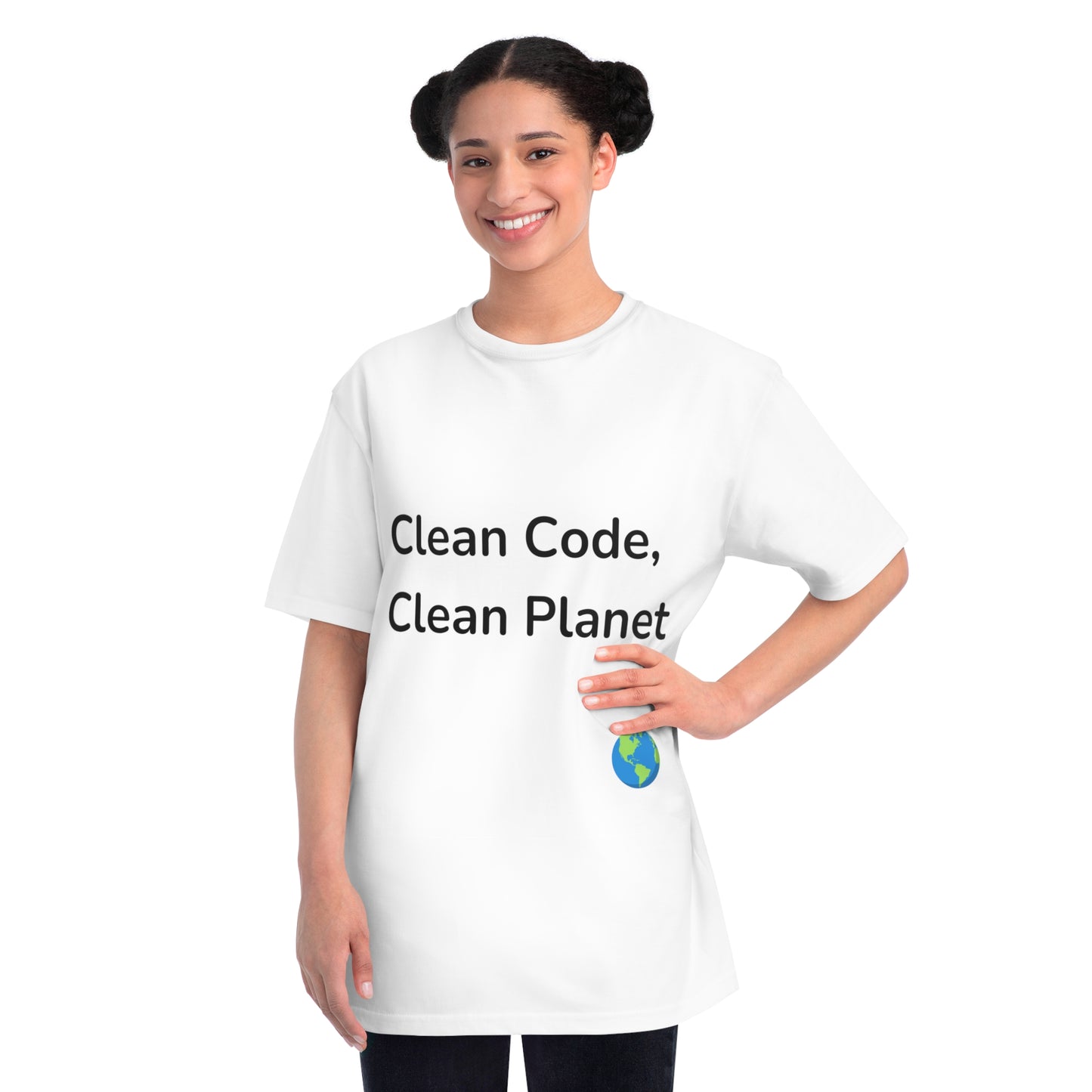 Clean Code, Clean Planet Eco Dev T-Shirt | Green Tech Tee | Usha Creations