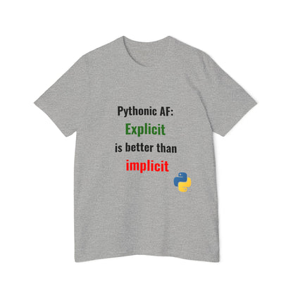 Pythonic AF: Explicit Is Better Than Implicit | Funny Python Developer T-Shirt | Usha Creations