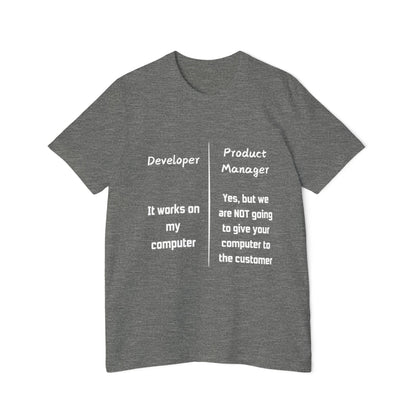 Works on My Computer Developer vs PM Humor T Shirt | Tech Team Meme Tees | Usha Creations