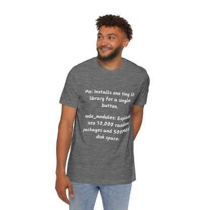 Node Modules Explosion Web Dev Humor T Shirt | JavaScript Meme Tees | Usha Creations