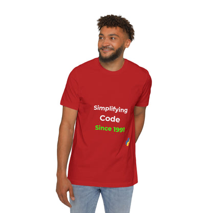 Python: Simplifying Code Since 1991 | Classic Python Programming T-Shirt | Usha Creations