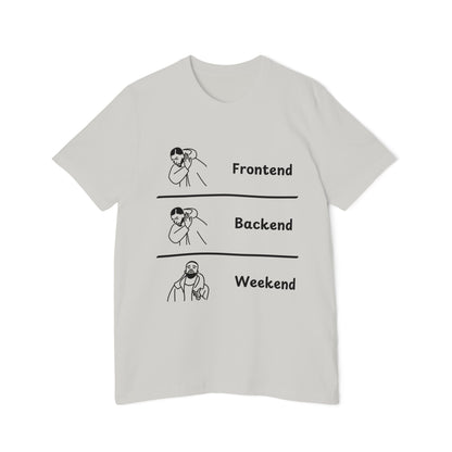 Frontend Backend Weekend Developer Humor T Shirt | Web Dev Life Meme Tees | Usha Creations