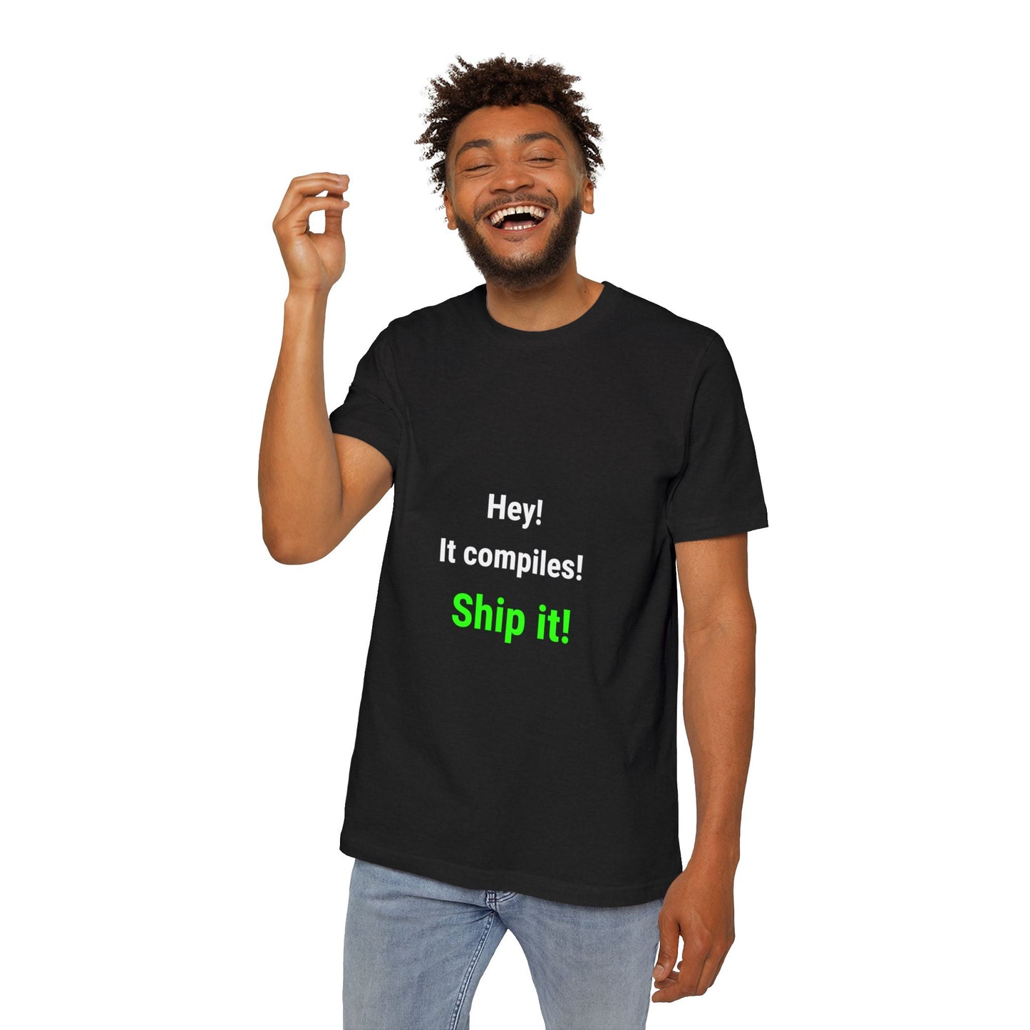 Hey! It Compiles! Ship It! | Funny Tech T-Shirt for Developers | Usha Creations