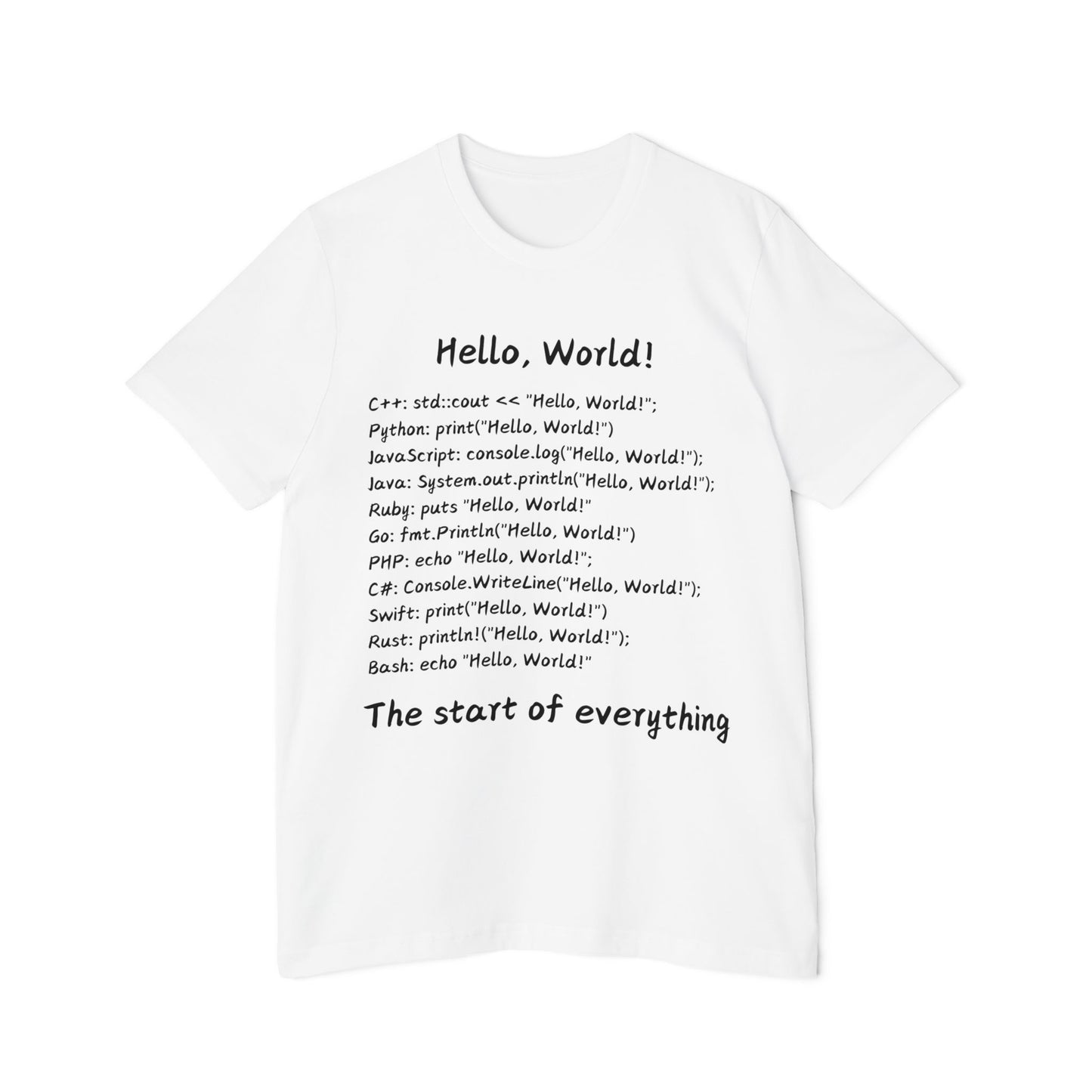 Hello World Multi-Language Programmer T Shirt | Coding Basics Meme Tees | Usha Creations