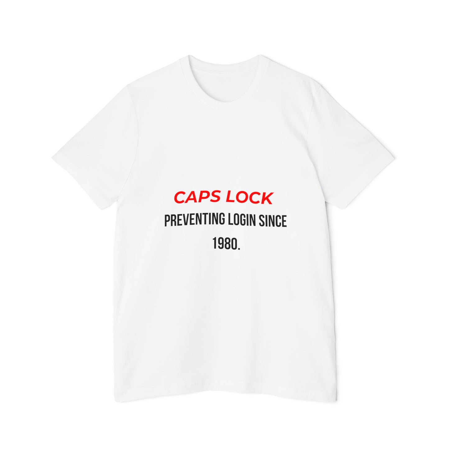 CAPS LOCK – Preventing Login Since 1980 | Funny Tech T-Shirt for Developers | Usha Creations