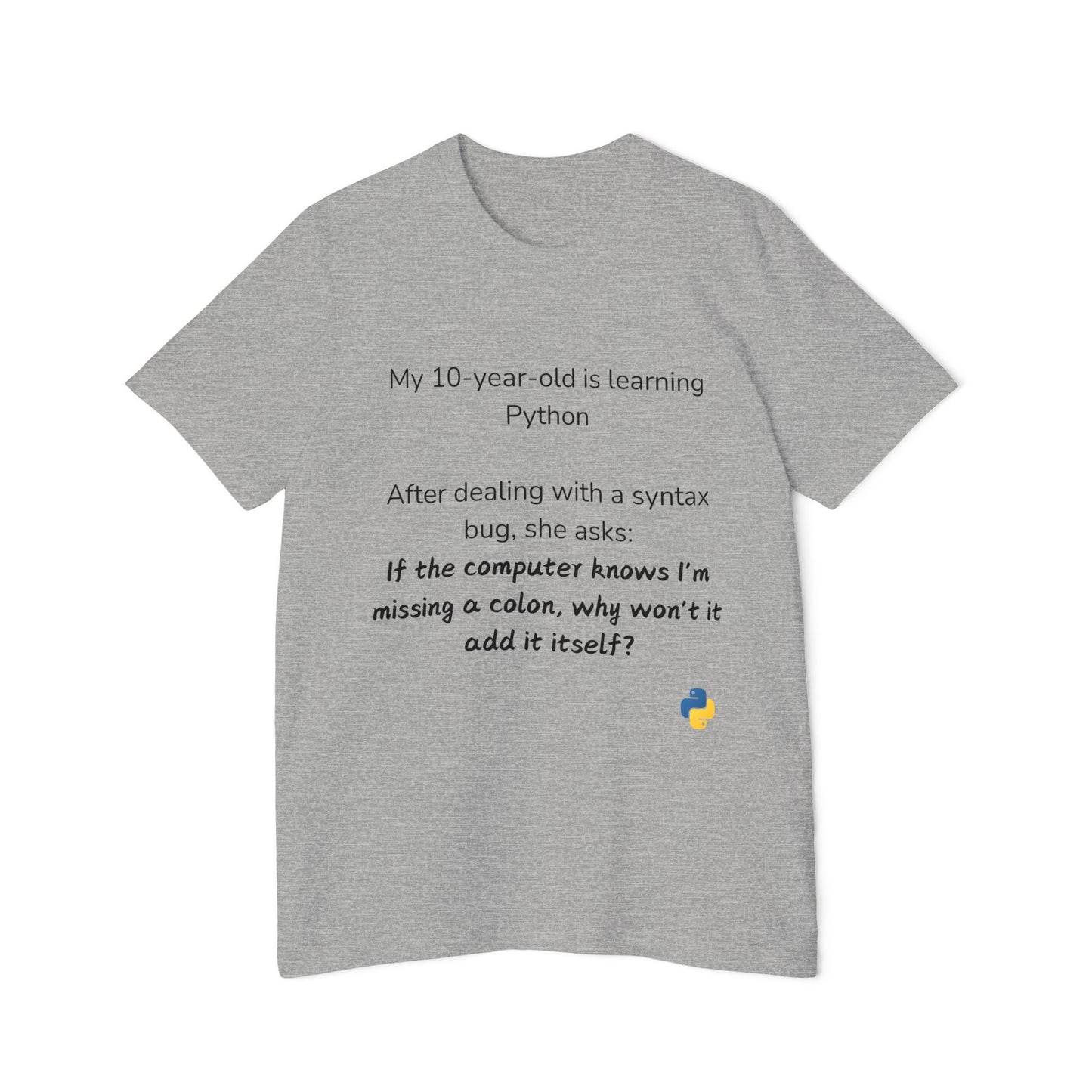 Python Colon Syntax Learning Humor T Shirt | Coding Education Meme Tees | Usha Creations