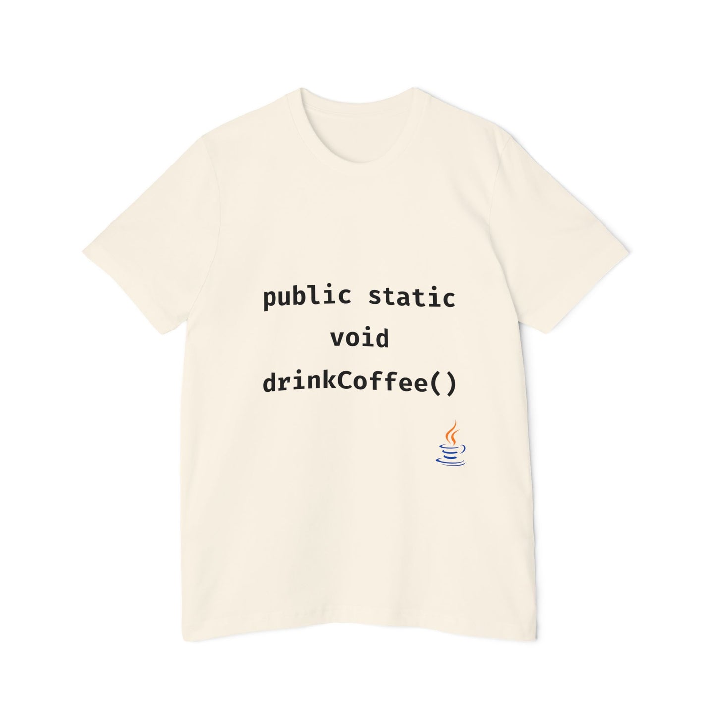 public static void drinkCoffee(); | Java Developer T-Shirt | Funny Coffee & Code Shirt | Usha Creations