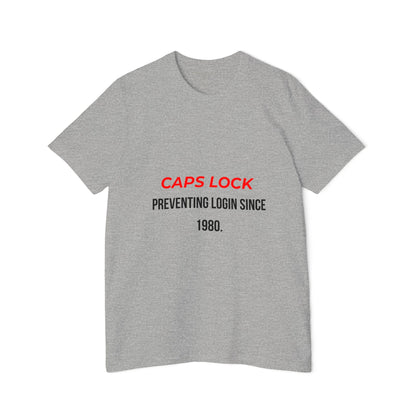 CAPS LOCK – Preventing Login Since 1980 | Funny Tech T-Shirt for Developers | Usha Creations