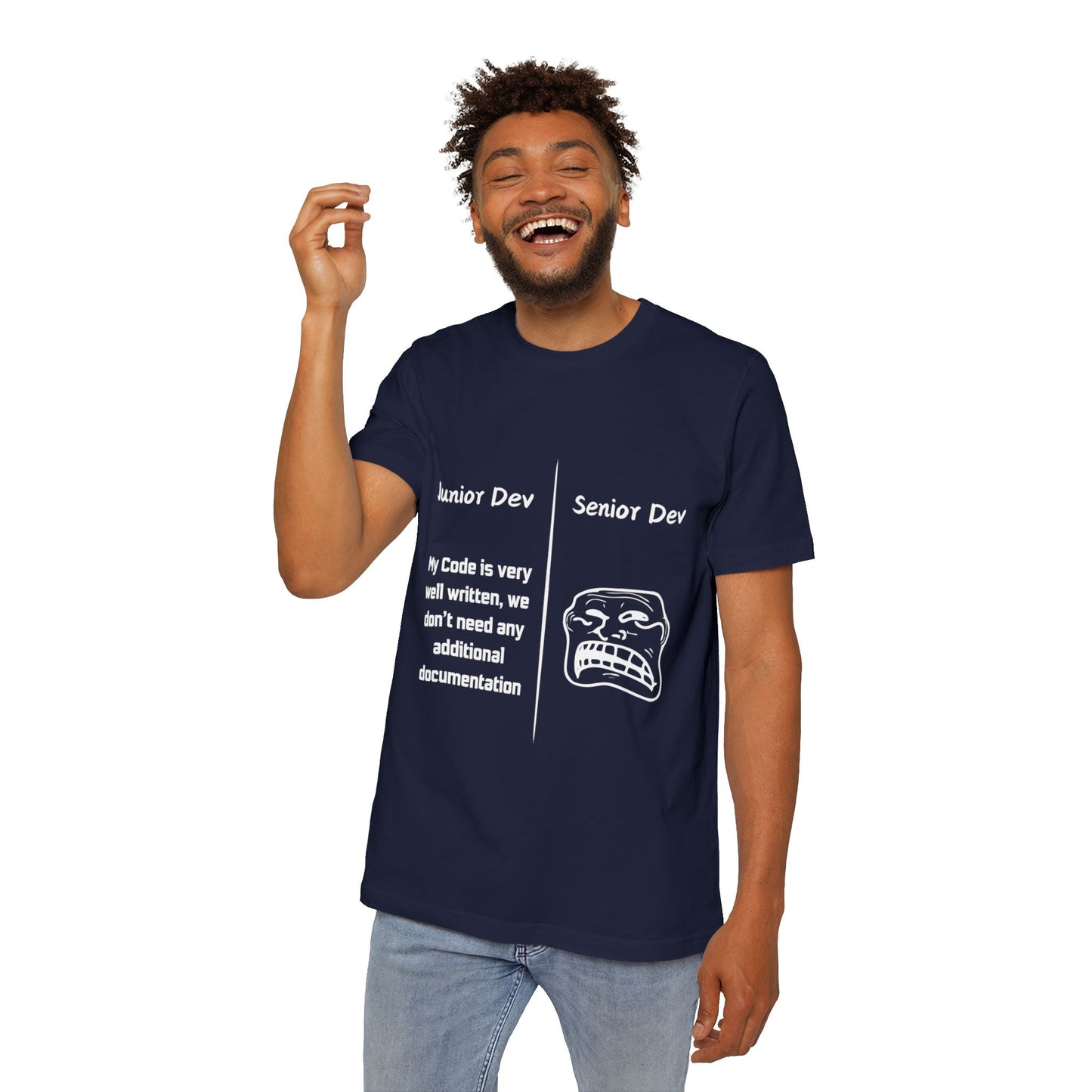 Junior vs Senior Dev Documentation Humor T Shirt | Coding Best Practices Meme Tees | Usha Creations