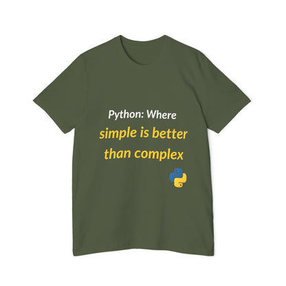 Python: Where Simple Is Better Than Complex | Funny Python Programming T-Shirt | Usha Creations