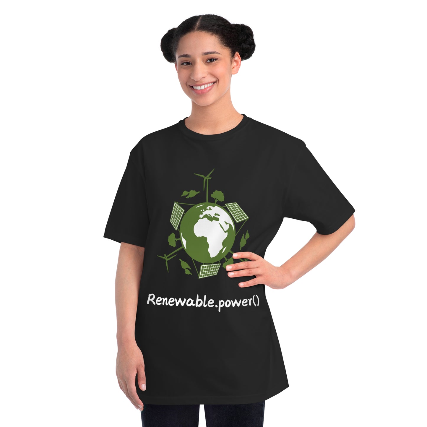 Renewable.power() Green Tech Tee | Eco Energy Coder Shirt | Usha Creations