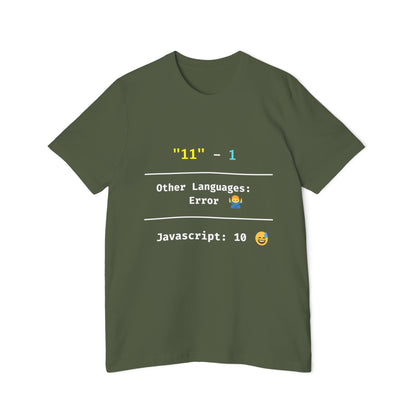 JavaScript Subtraction Quirk Coding Humor T Shirt | Web Dev Meme Tees | Usha Creations