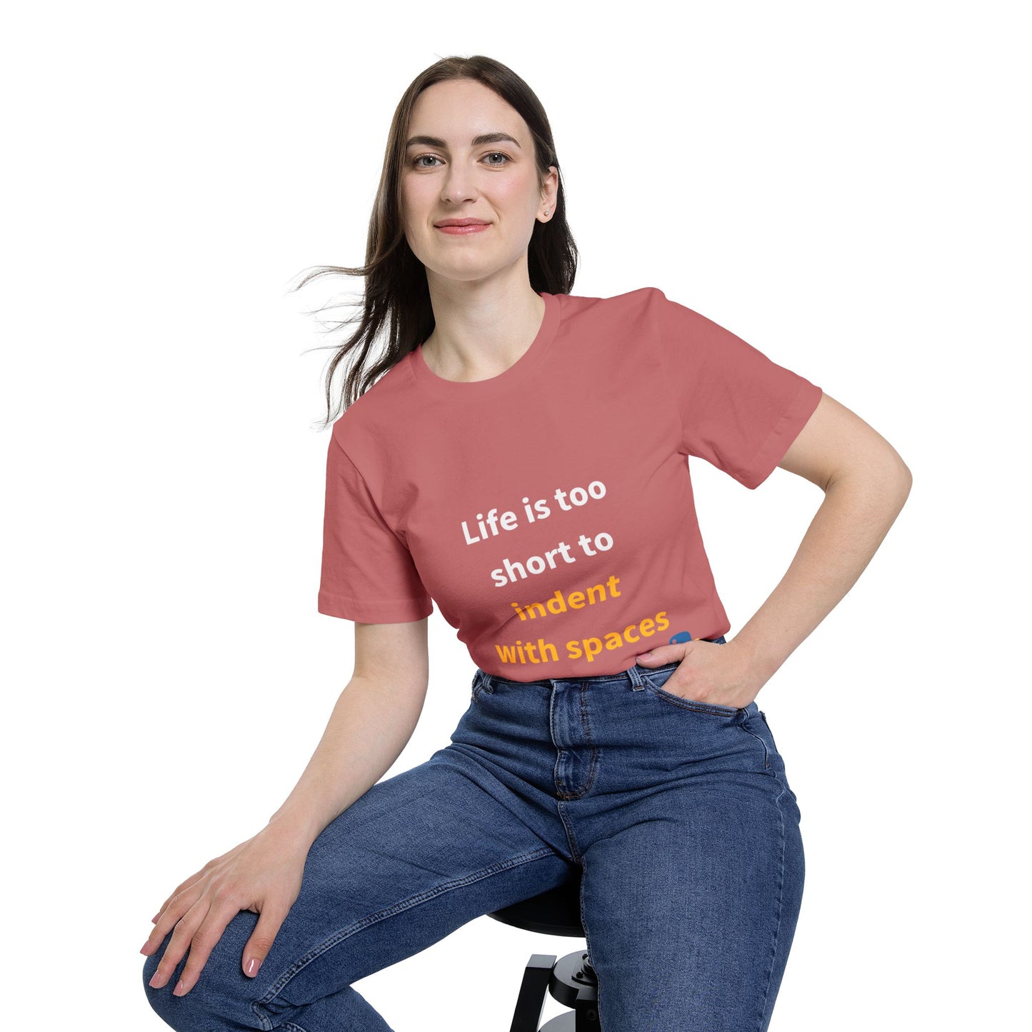 Life Is Too Short to Indent with Spaces | Python Programming T-Shirt | Usha Creations