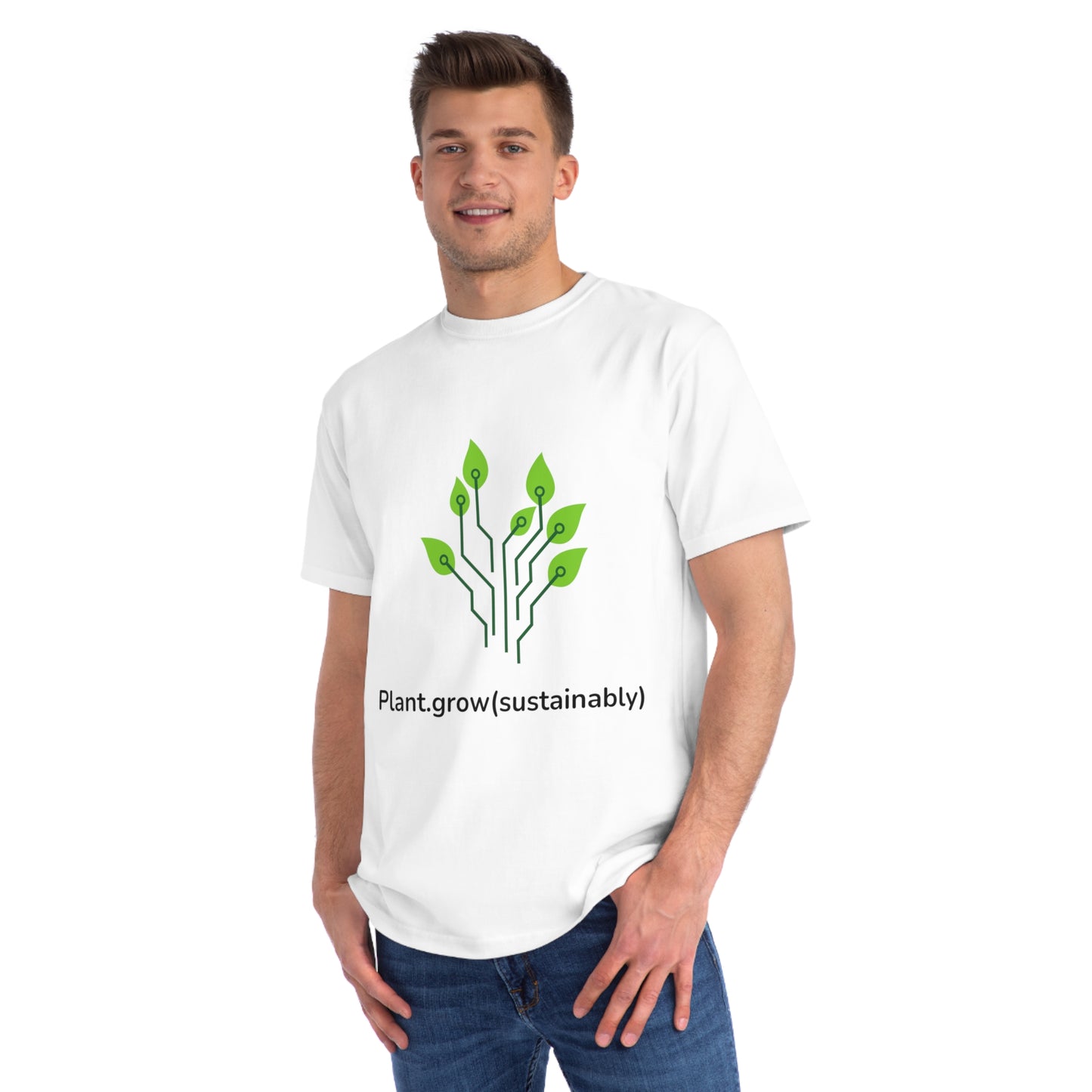 Plant.grow(sustainably) Eco Dev Tee | Green Code Shirt | Usha Creations