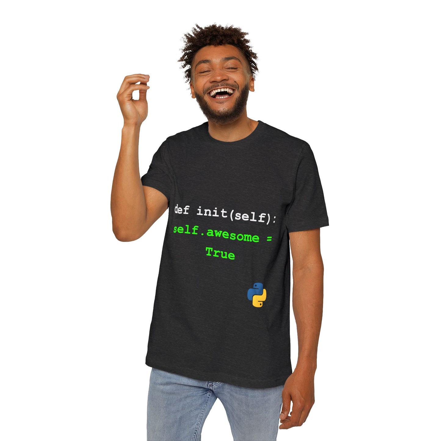 def init(self): self.awesome = True | Funny Python Coding T-Shirt | Usha Creations