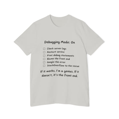 Debugging Mode Developer Humor T Shirt | Backend vs Frontend Meme Tees | Usha Creations