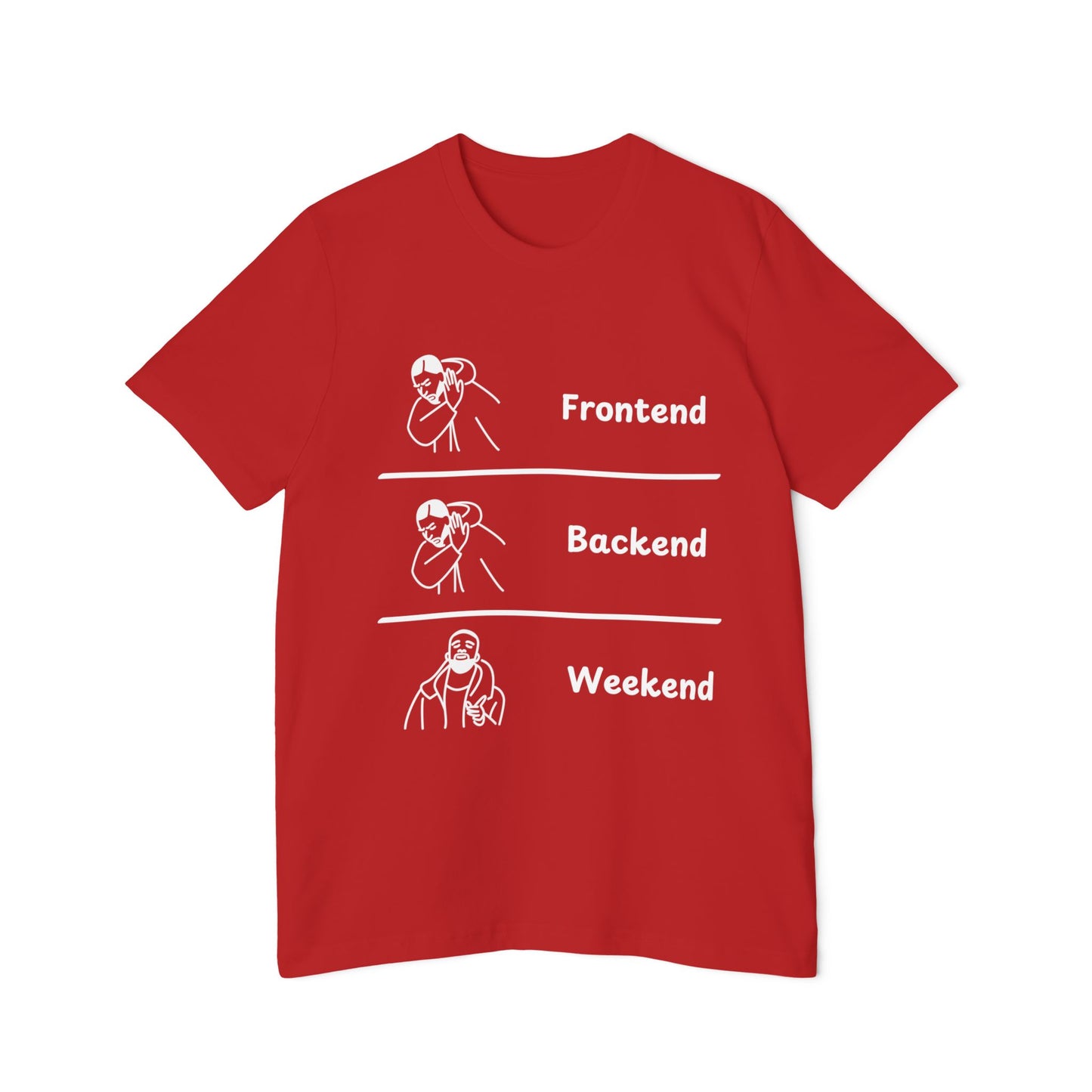 Frontend Backend Weekend Developer Humor T Shirt | Web Dev Life Meme Tees | Usha Creations