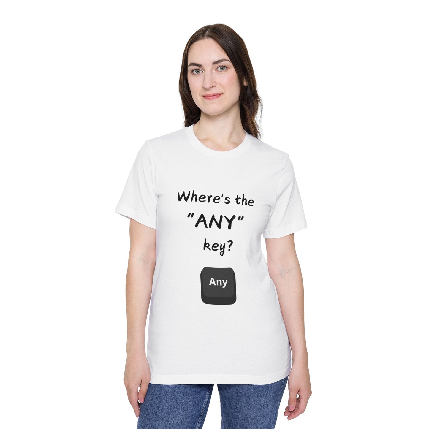 Any Key Confusion Tech Support Humor T Shirt | IT Helpdesk Meme Tees | Usha Creations