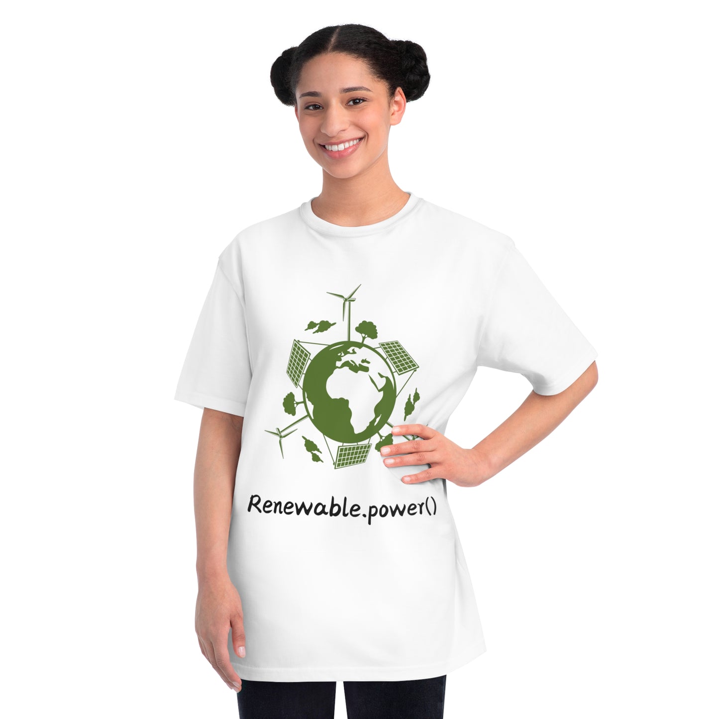 Renewable.power() Green Tech Tee | Eco Energy Coder Shirt | Usha Creations