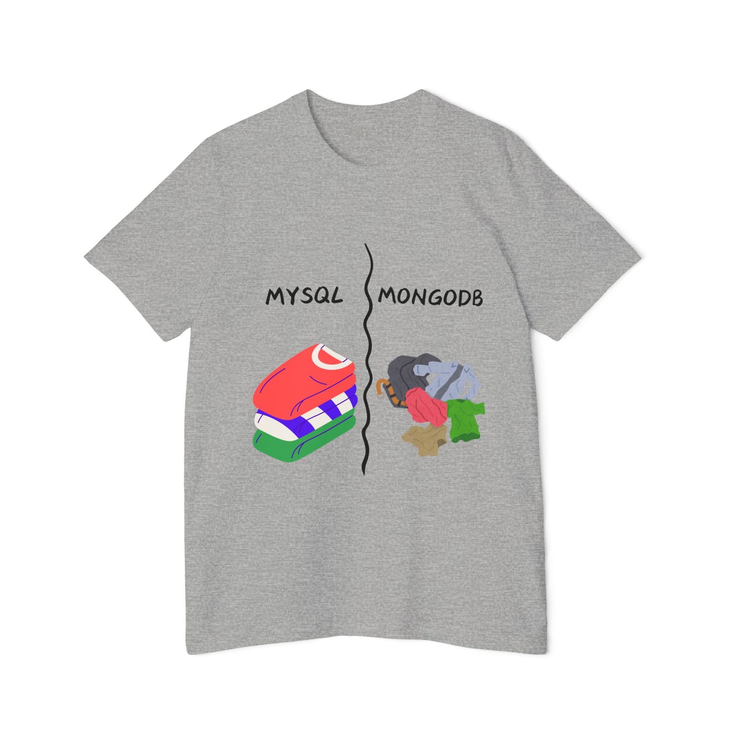 MySQL vs MongoDB Database Humor Tech T Shirt | Developer Meme Tees | Usha Creations