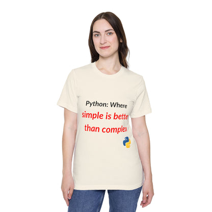 Python: Where Simple Is Better Than Complex | Funny Python Programming T-Shirt | Usha Creations