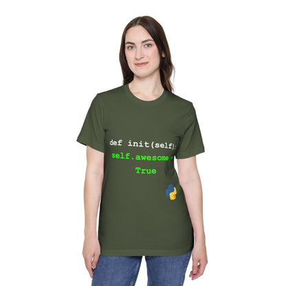 def init(self): self.awesome = True | Funny Python Coding T-Shirt | Usha Creations