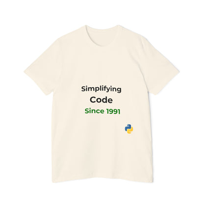 Python: Simplifying Code Since 1991 | Classic Python Programming T-Shirt | Usha Creations