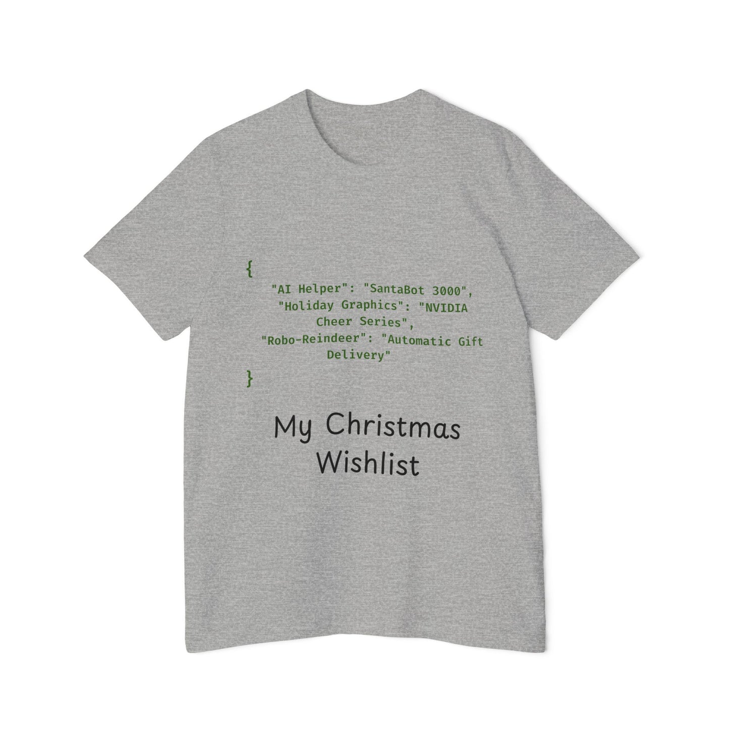 Tech Wishlist JSON T-Shirt | Funny Programmer Christmas Gift 2024 | Geek Holiday Humor | Usha Creations