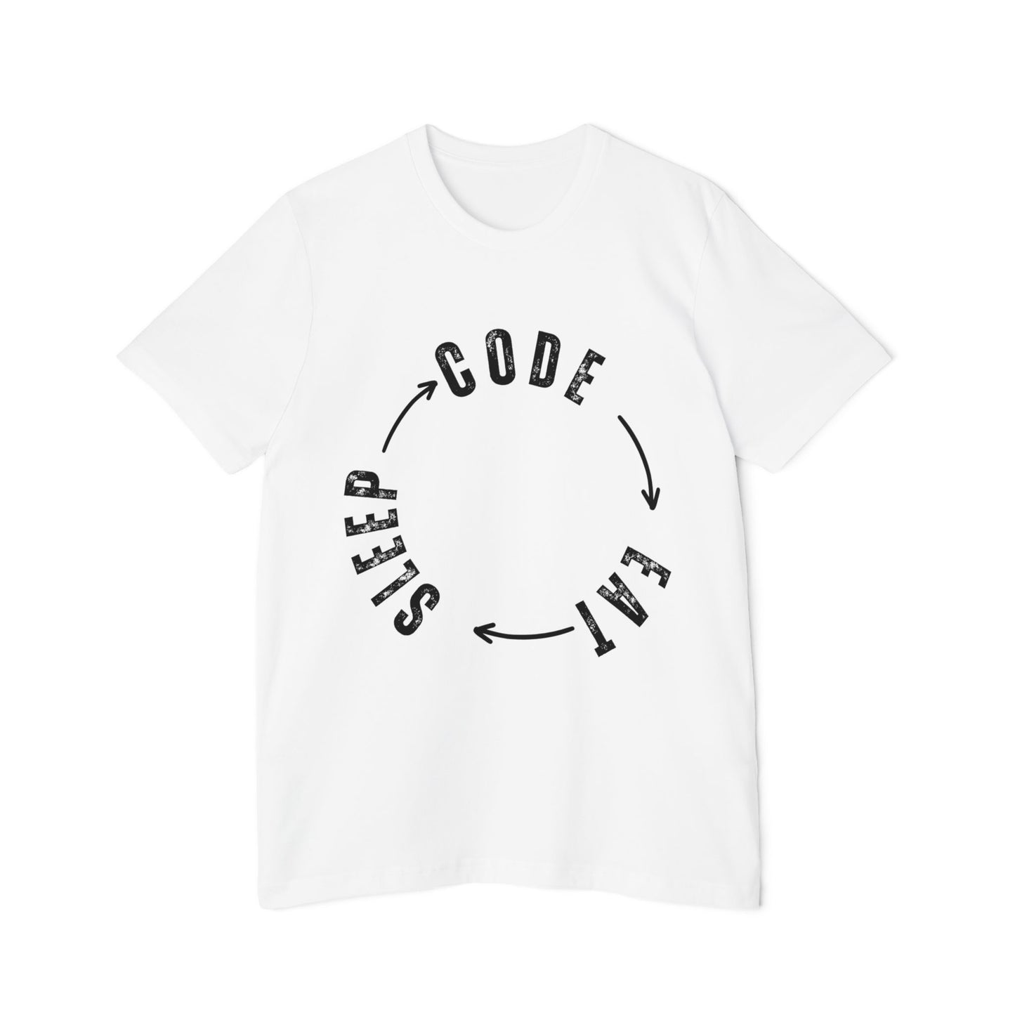 Code Eat Sleep Repeat T-Shirt - Circular Loop Design for Programmers