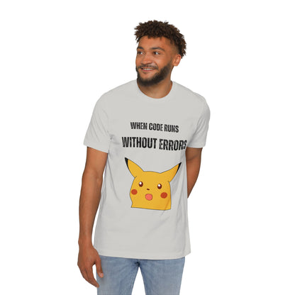 When Code Runs Without Errors: Surprised Face T-Shirt - Funny Coding Meme Tee