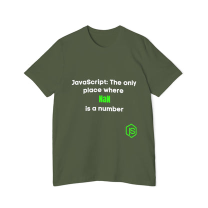 JavaScript: The Only Place Where NaN is a Number | Funny Coding T-Shirt for Developers | Usha Creations