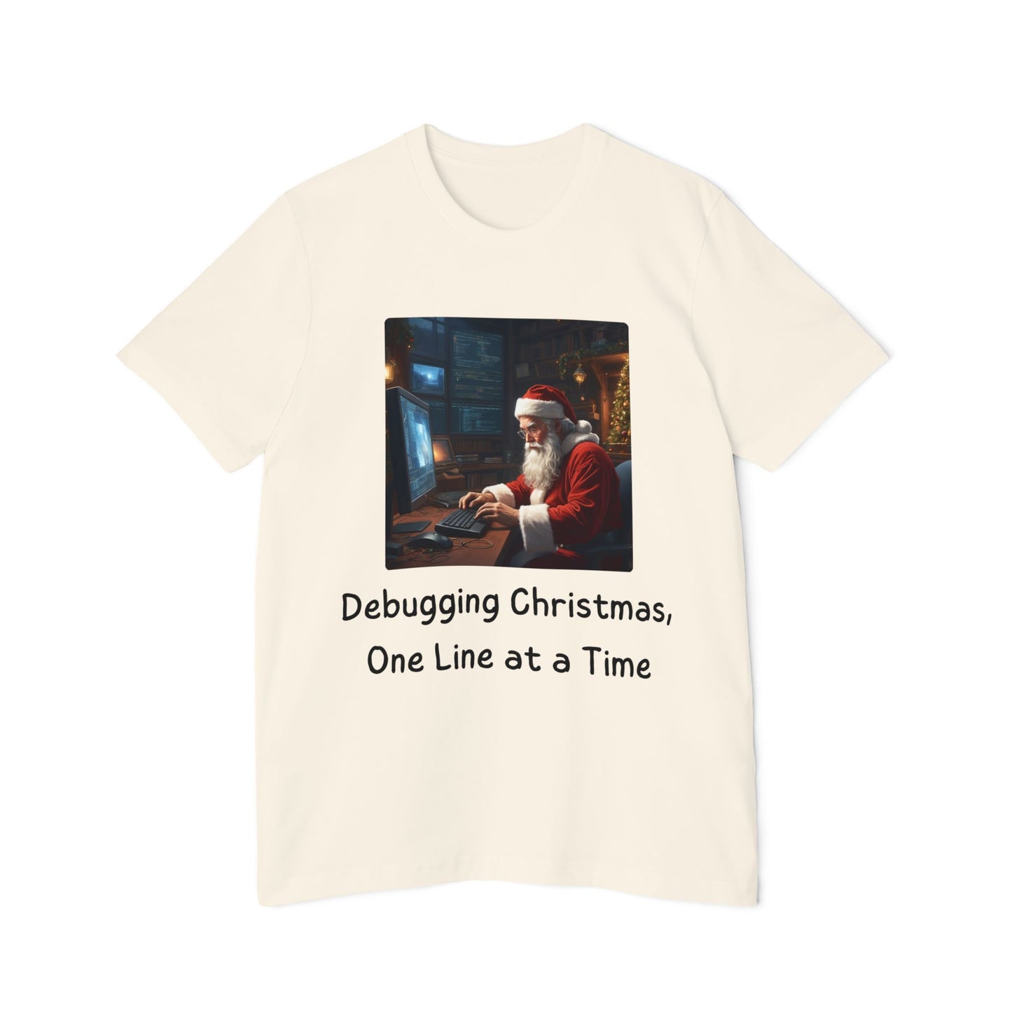 Santa's Code Workshop T-Shirt | Programmer Christmas Humor Tees | Usha Creations