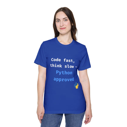 Code Fast, Think Slow — Python Approved | Funny Python Programming T-Shirt | Usha Creations