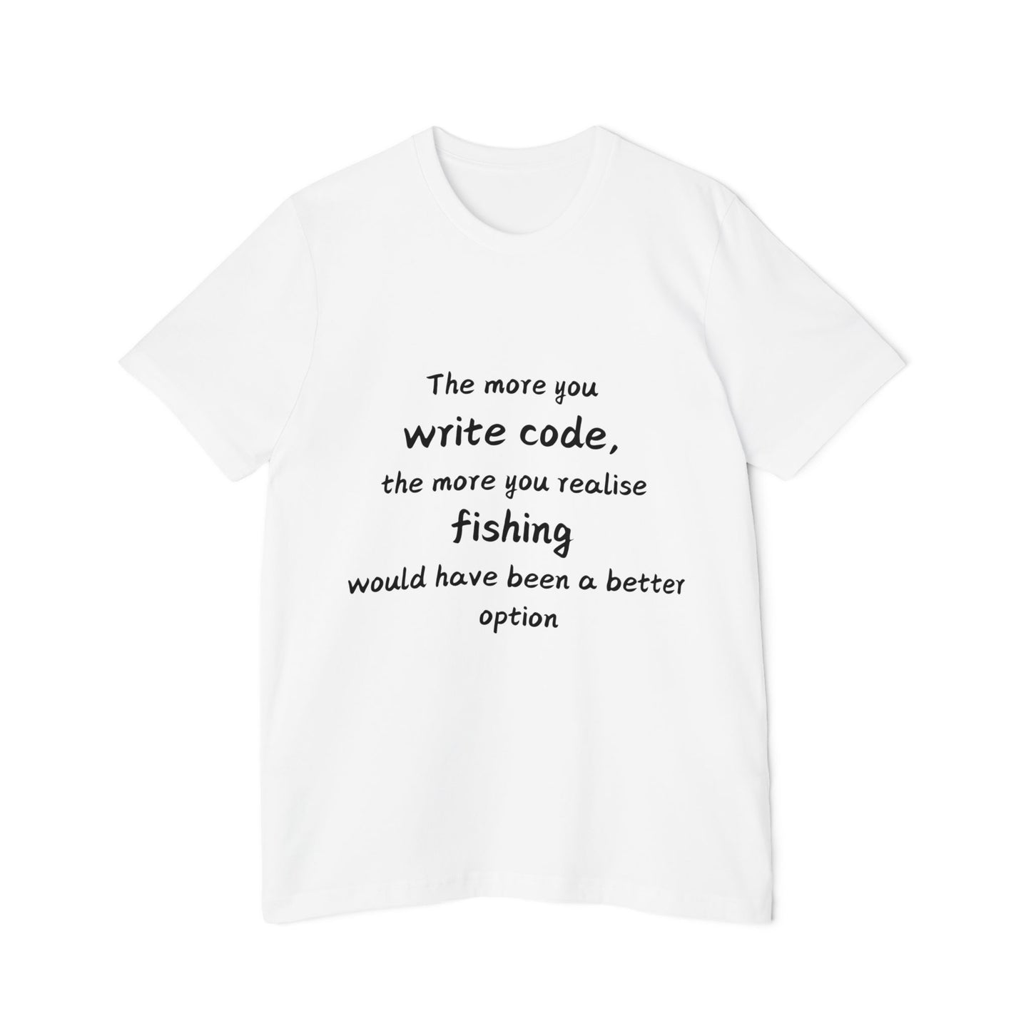 Code vs Fishing Developer Humor T Shirt | Programmer Life Meme Tees | Usha Creations