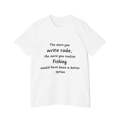 Code vs Fishing Developer Humor T Shirt | Programmer Life Meme Tees | Usha Creations