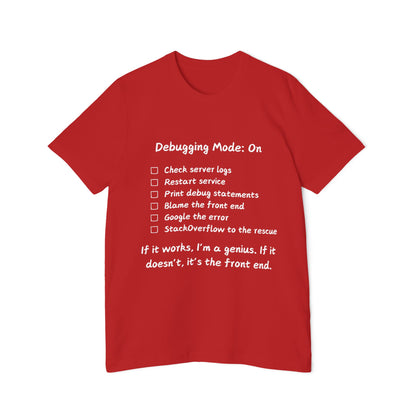 Debugging Mode Developer Humor T Shirt | Backend vs Frontend Meme Tees | Usha Creations