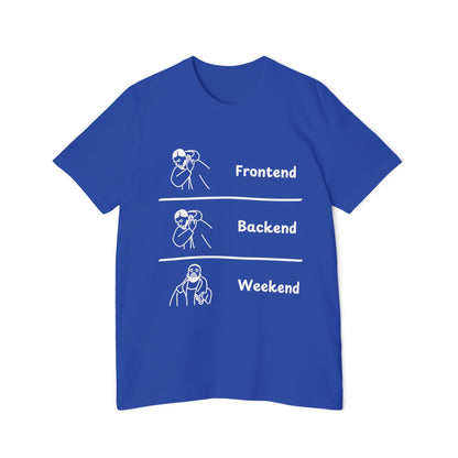 Frontend Backend Weekend Developer Humor T Shirt | Web Dev Life Meme Tees | Usha Creations