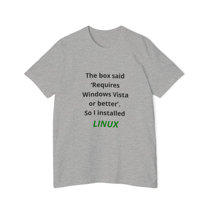 The Box Said ‘Requires Windows Vista or Better’. So I Installed LINUX | Funny Tech T-Shirt for Developers | Usha Creations