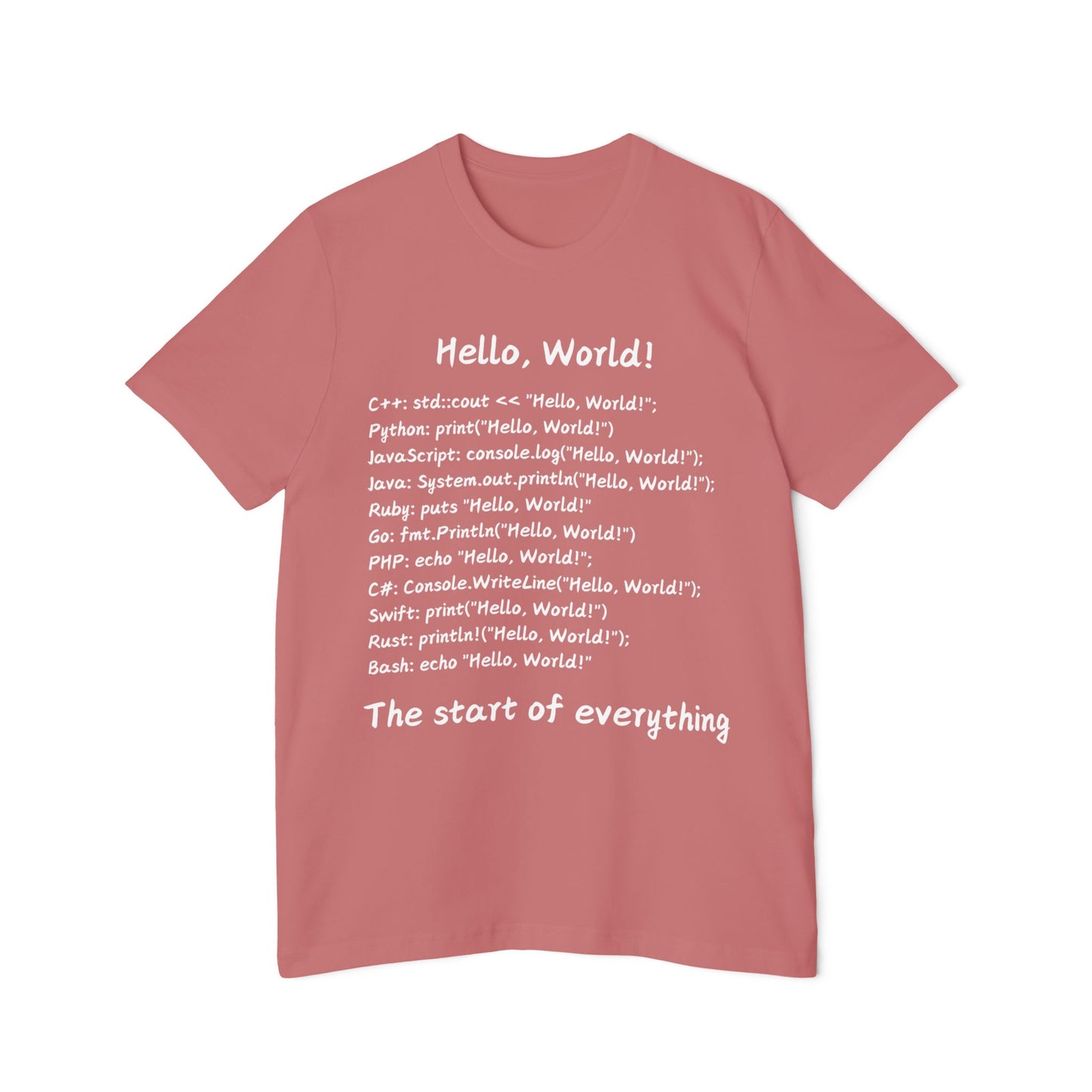 Hello World Multi-Language Programmer T Shirt | Coding Basics Meme Tees | Usha Creations