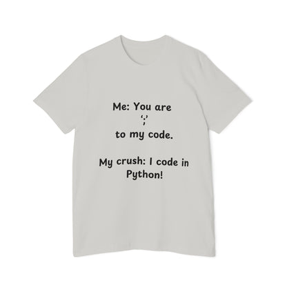 Python Semicolon Pickup Line Programmer Humor T Shirt | Coding Romance Meme Tees | Usha Creations