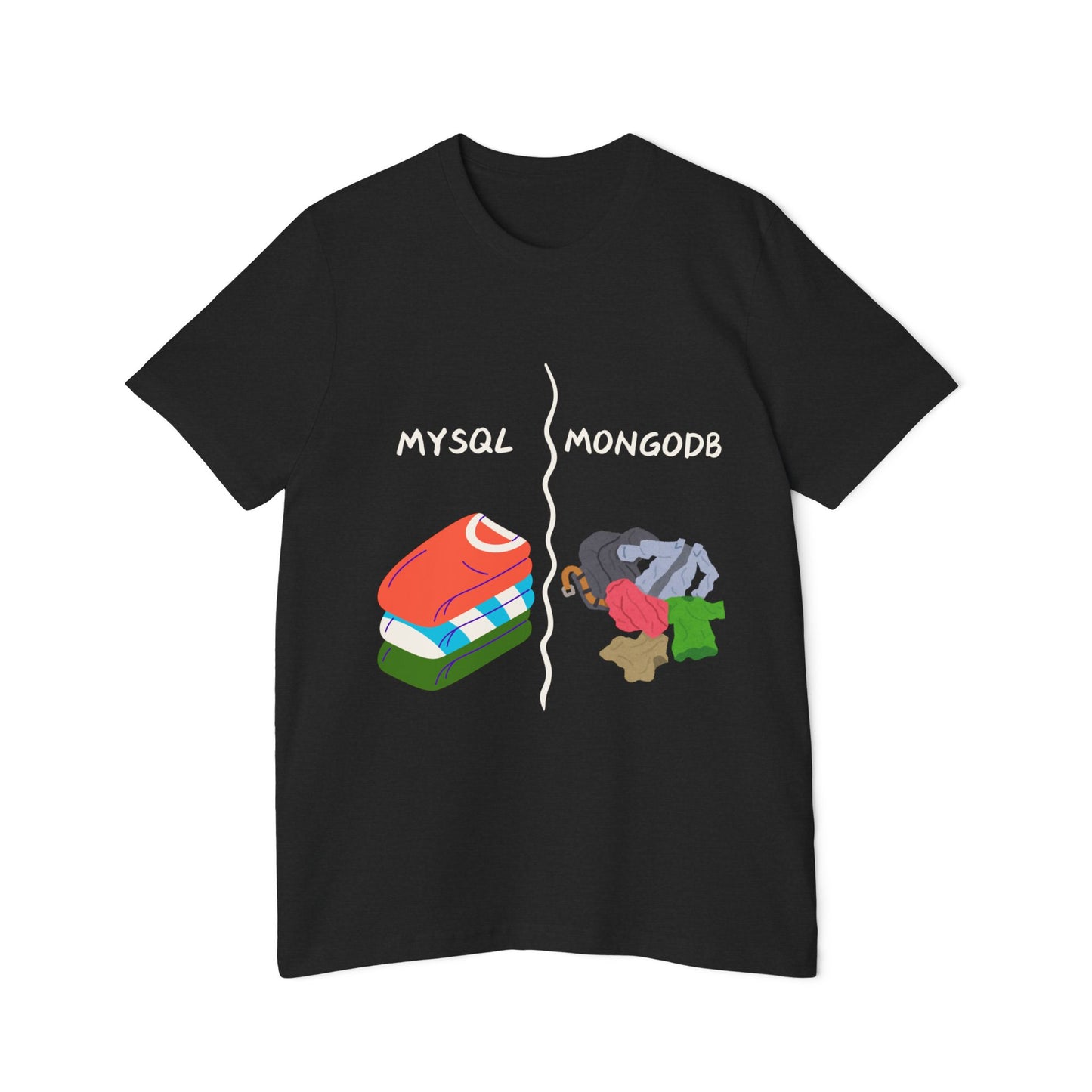 MySQL vs MongoDB Database Humor Tech T Shirt | Developer Meme Tees | Usha Creations