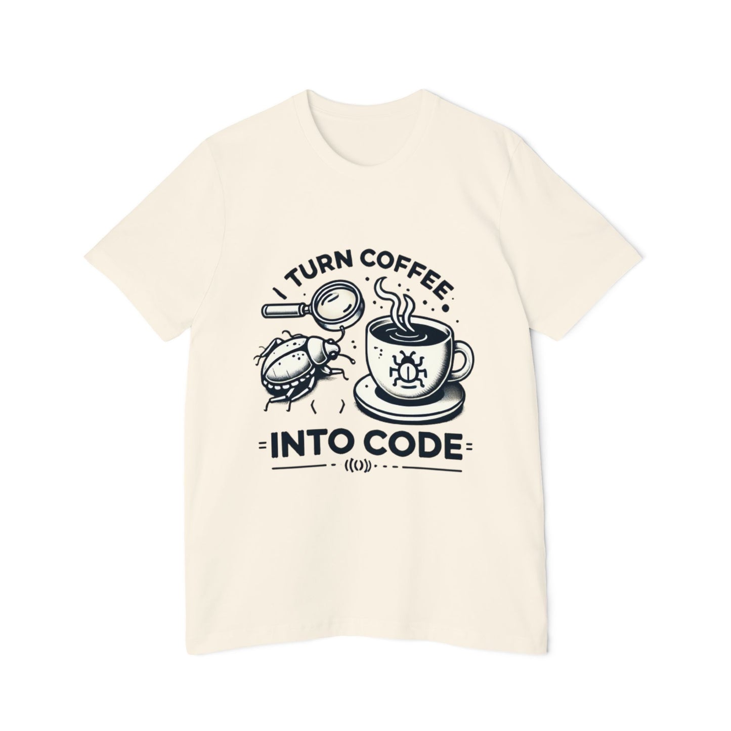 “I Turn Coffee Into Code” USA-Made Unisex Short-Sleeve Jersey T-Shirt