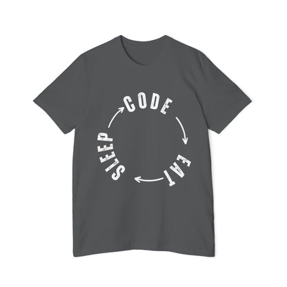 Code Eat Sleep Repeat T-Shirt - Circular Loop Design for Programmers