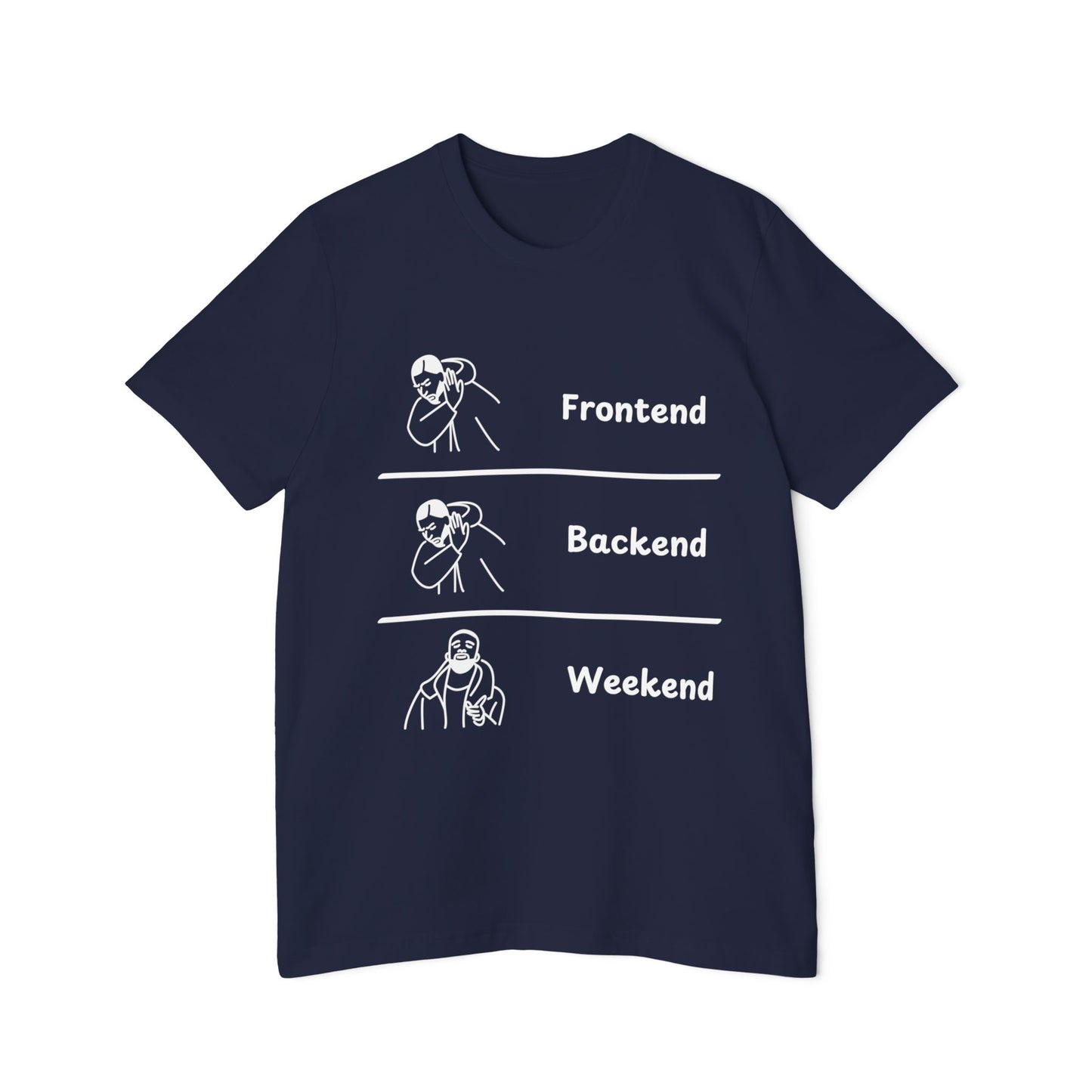 Frontend Backend Weekend Developer Humor T Shirt | Web Dev Life Meme Tees | Usha Creations